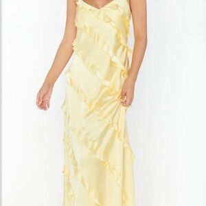 Show Me Your MuMu Yellow Ruffled Maxi Dress